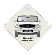 Triumph TR6 1969-76 White (disc wheels) Car Window Hanging Sign